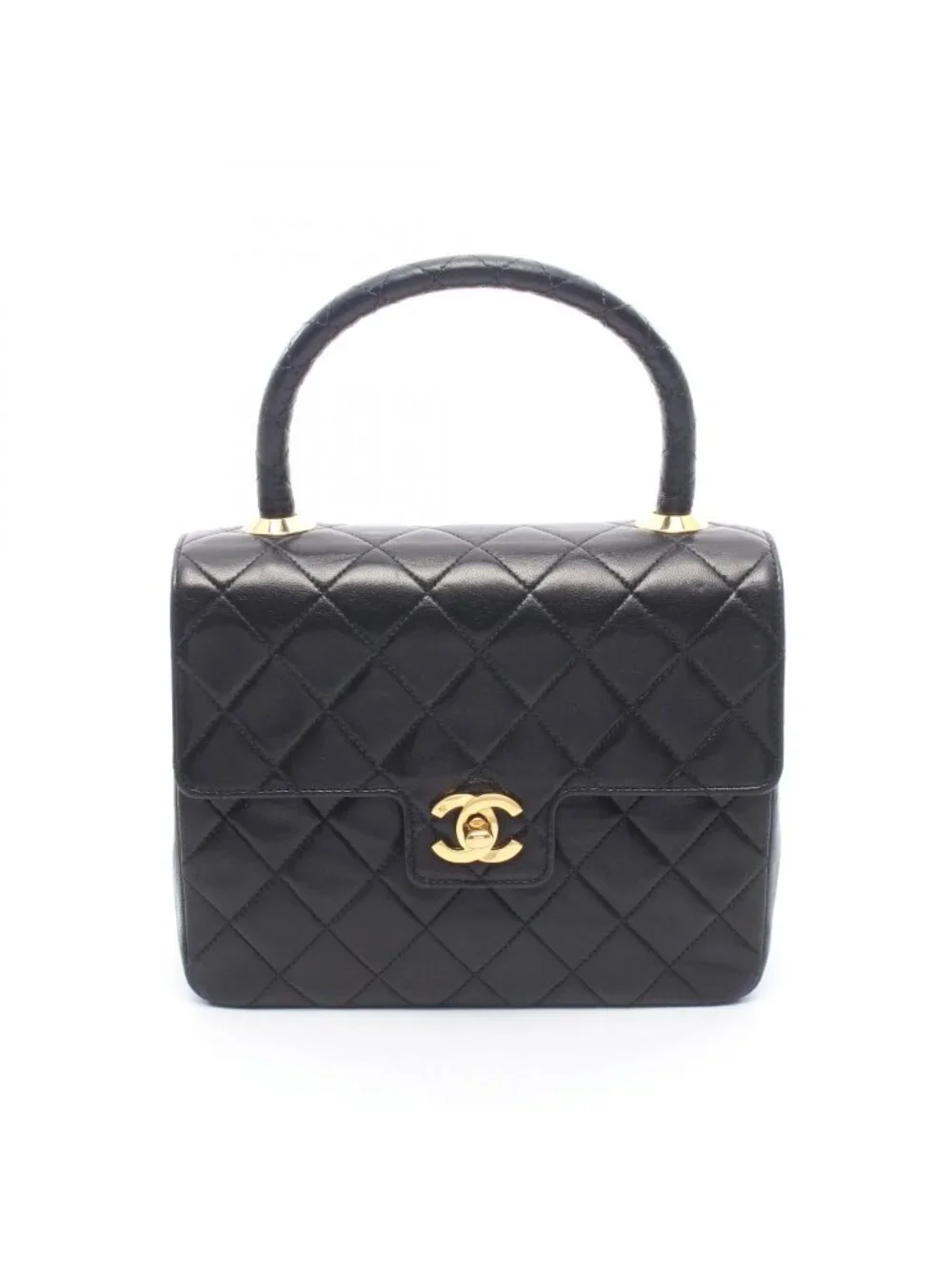 Chanel Mini Quilted Top Handle Black Lambskin Mini